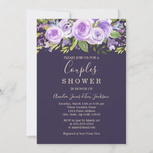 Invitation Lavande Rose Floral Mariage Couples Douche 