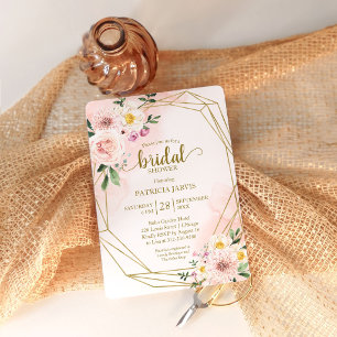 Invitation Lavande Rose Floral Or Géométrique Baby Shower de
