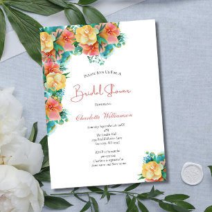Invitation Lavande Rose Vert Pêche Floral Baignade de Mariée