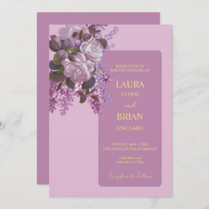 Invitation Lavande, Roses et Lilacs, Mariage
