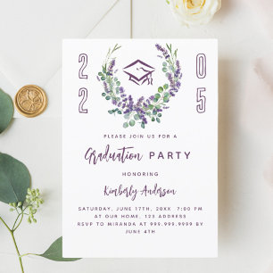 Invitation Lavande violet fleurie classe 2025 Graduation Part