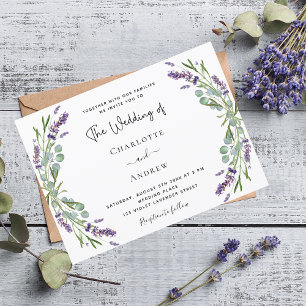 Invitation Lavande violet florales mariage verdure