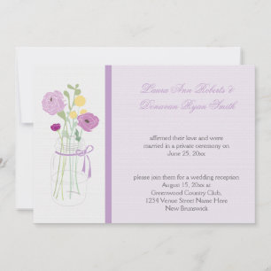Invitation Lavande Violette Fleurs Mason Jar Réception Seulem