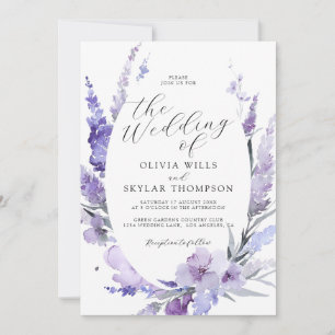 Invitation Lavande violette Lilac Mariage botanique floral