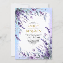 Lavandes Et Bleu Élégant Floral Aquarelle