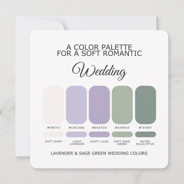 Invitation Lavender and Sage Green Wedding Color Palette Card (Devant)