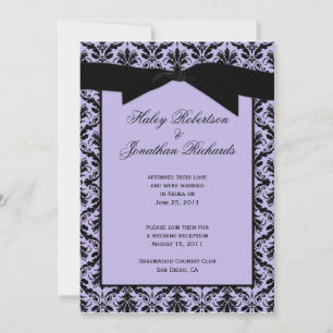 Invitation Lavender Black Damask Post Mariage Célébration