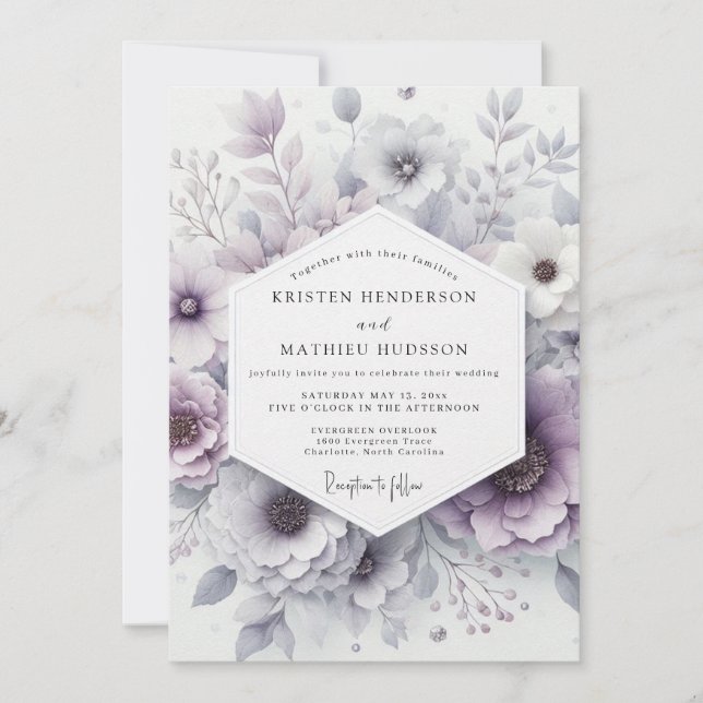 Invitation Lavender Blossom Romance Wedding (Devant)
