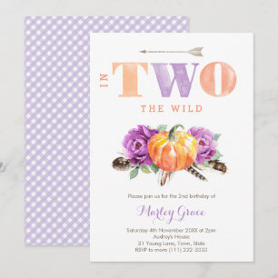 Invitation Lavender Citrouille Boho Girl 2e fête d'anniversai