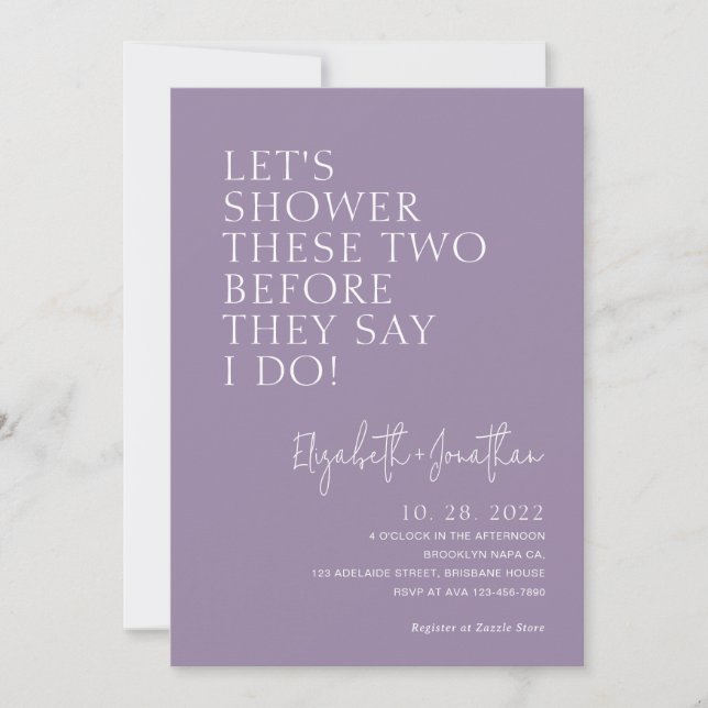 Invitation Lavender Couple Douche Avant Qu'Ils Dissent Que Je (Devant)