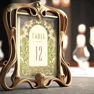 Invitation Lavender Daisy Numéros de tableau Art Nouveau Vint