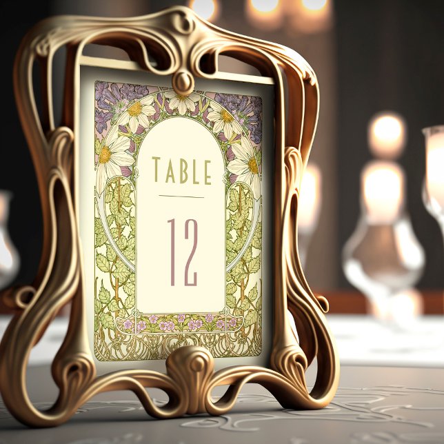 Invitation Lavender Daisy Numéros de tableau Art Nouveau Vint (Créateur téléchargé)