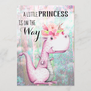 Invitation *~* Lavender Dragon rose Baby shower bébé fille