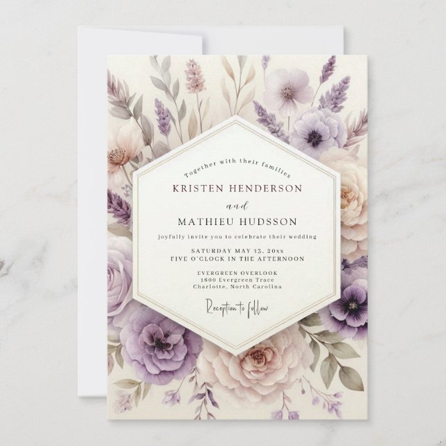 Invitation Lavender Dreamy Floral Wedding (Devant)