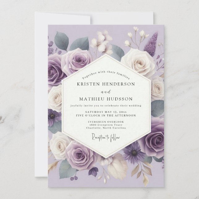 Invitation Lavender Ethereal Bloom Wedding (Devant)