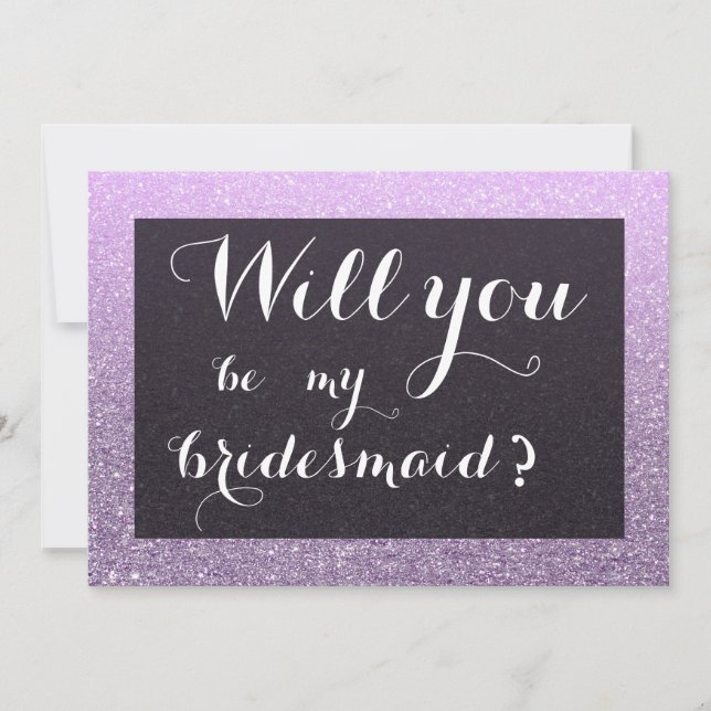 Invitation Lavender Faux Parties scintillant Serez-Vous Ma Fe (Devant)