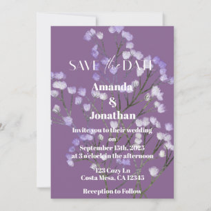 Invitation Lavender Field Flowers Mariage Enregistrer la cart