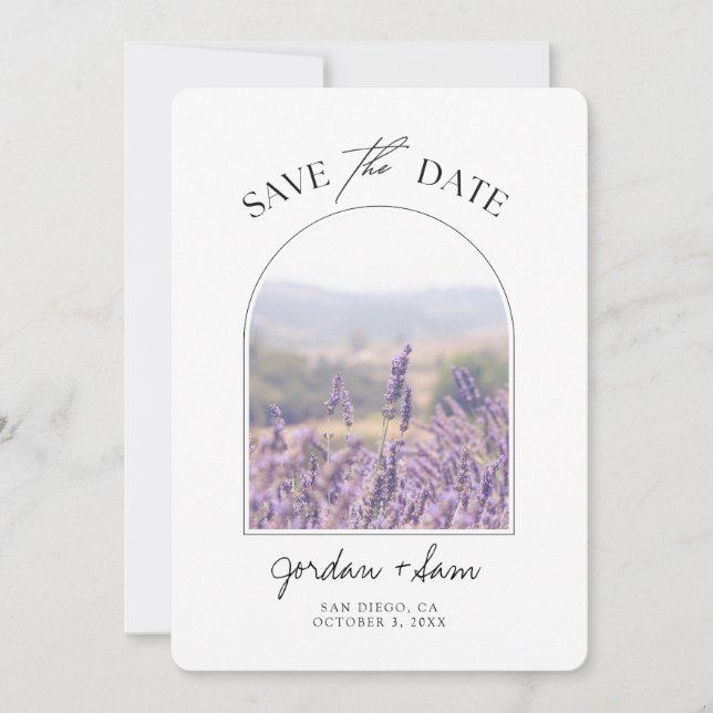 Invitation Lavender Field Mariage Lavender Enregistrer la dat (Devant)