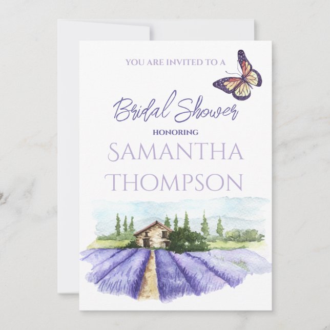 Invitation Lavender Field Moderne Provence Baby Fête des mari (Devant)