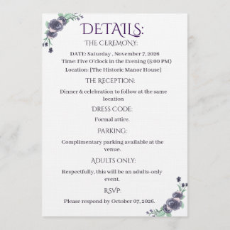 Invitation Lavender Floral All-in-One Wedding Invite
