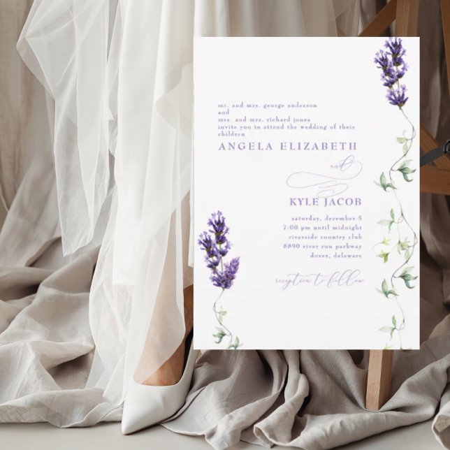 Invitation Lavender Floral Les deux parents Mariage (Créateur téléchargé)