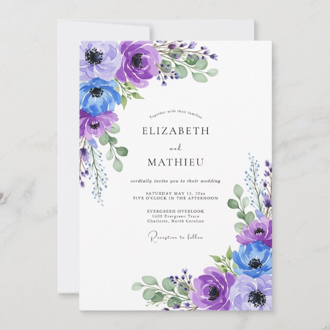 Invitation Lavender Graceful Spring Wedding (Devant)