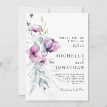 Lavender Grey Floral Bible Verse Mariage chrétien