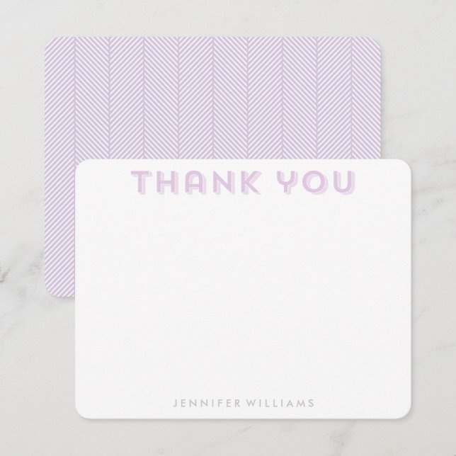 Invitation Lavender Herringbone Motif Merci Notes (Devant / Derrière)
