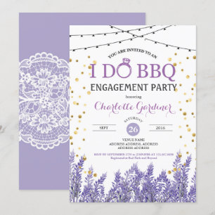 Invitation Lavender I do BBQ fiançailles violet or