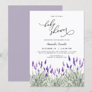 Invitation Lavender Lila Greenery Baby shower neutre pour les