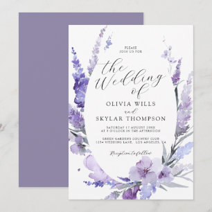 Invitation Lavender Lilac Floral Botanique Violet Mariage