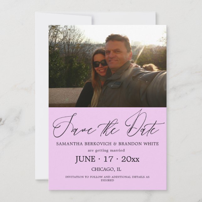 Invitation Lavender Lilac Photo Enregistrer la date Invitatio (Devant)