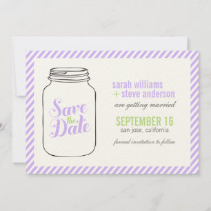 Invitation Lavender Mason Jar Monogramme Enregistrer La Date