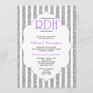 Invitation Lavender Parties scintillant RDH graduée hygiénist