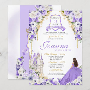 Invitation Lavender Purple Gold Royal Princess Castle Québec