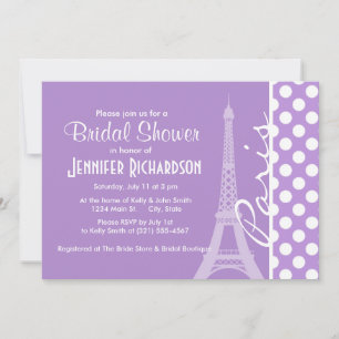 Invitation Lavender Purple Pois ; Paris