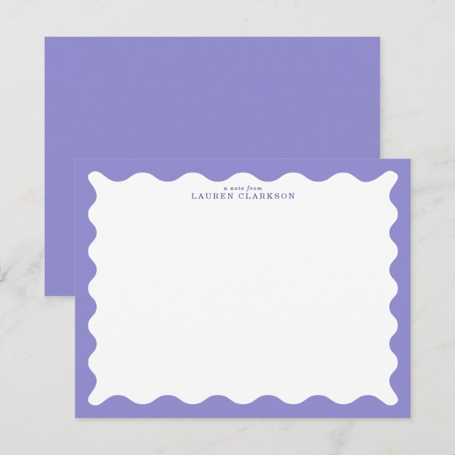 Invitation Lavender Purple Wavy Frame Note Card (Devant / Derrière)