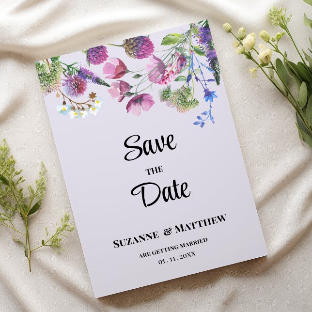 Invitation Lavender purple wildflower spring Save the Date (Lavender purple wildflower spring Save the Date)