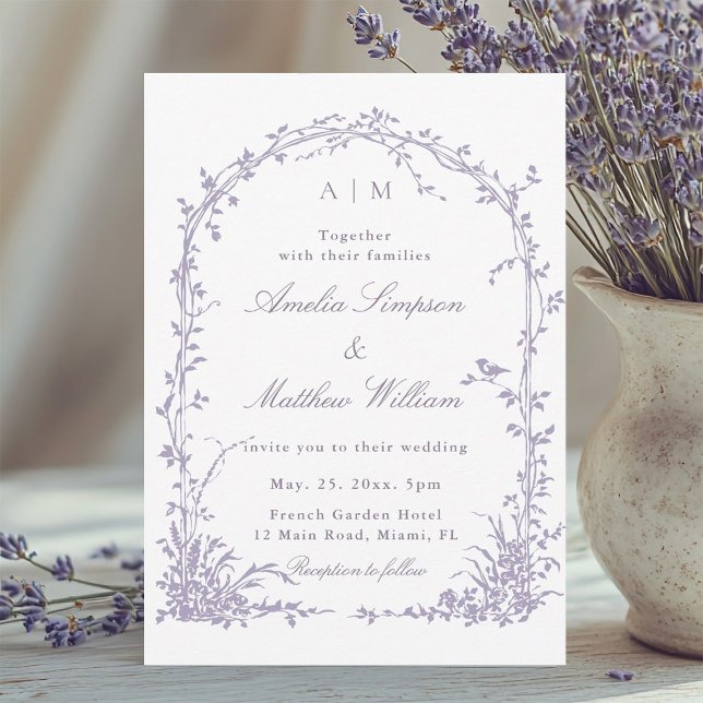 Invitation Lavender Romantic Botanical Arch Garden Wedding (Créateur téléchargé)