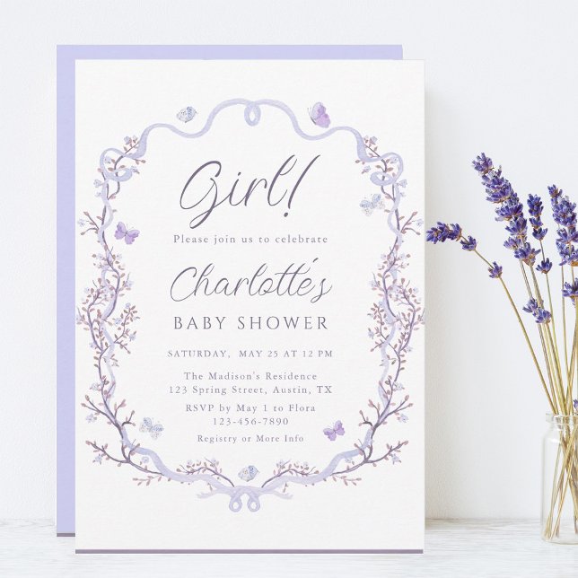 Invitation Lavender Spring Garden Baby shower fille (Créateur téléchargé)