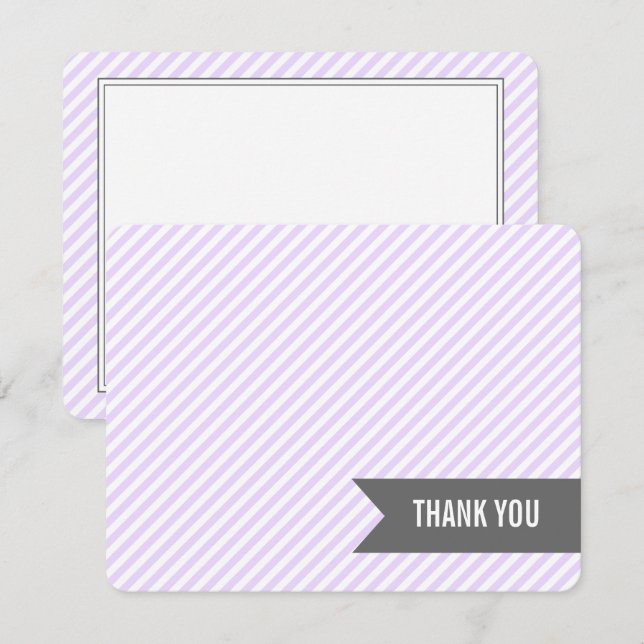 Invitation Lavender Stripes Flat Merci Notes (Devant / Derrière)