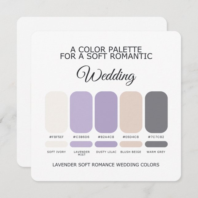 Invitation Lavender Wedding Color Palette Card (Devant / Derrière)