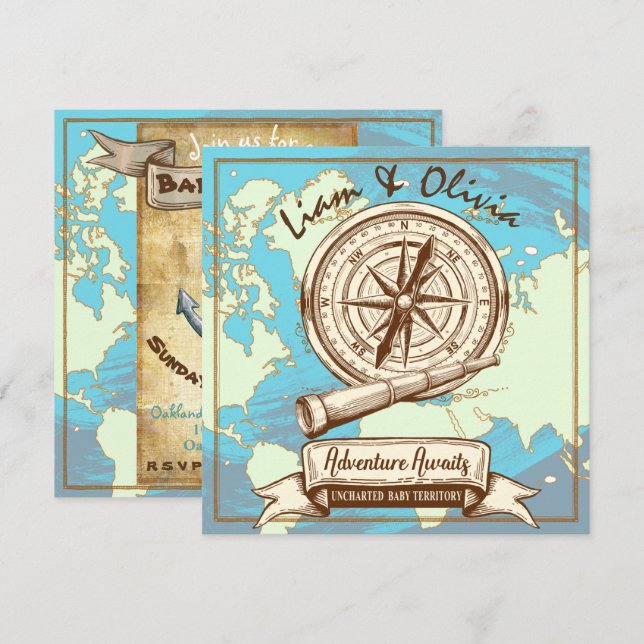 Invitation L'aventure Attend Côtier| Voyage Rustique (Devant / Derrière)
