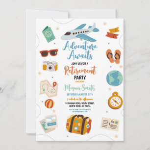 Invitation L'aventure Attend Fête de Retraite Vacances