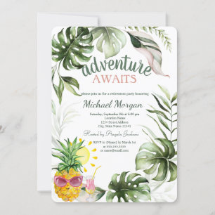 Invitation L'aventure Attend Feuilles Tropicales Ananas