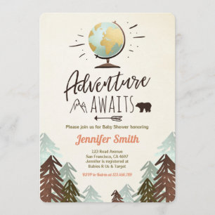 Invitation L'aventure attend le cru d'invitation de baby