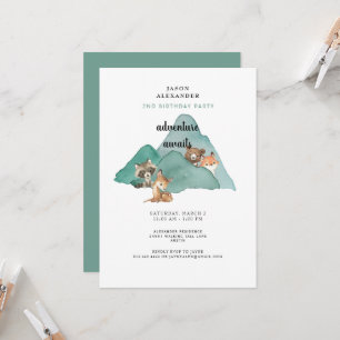 Invitation L'aventure attend les animaux des bois Anniversair