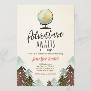 Invitation L'aventure attend l'invitation Baby shower Vintage