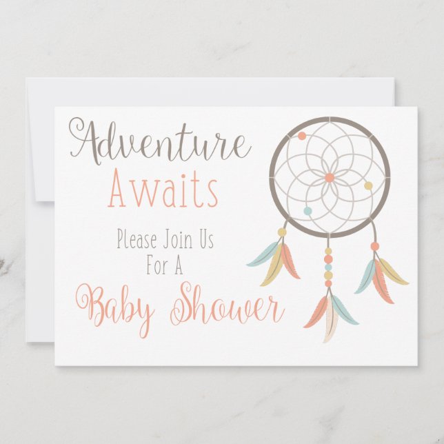 Invitation L'aventure attend l'invitation de baby shower (Devant)