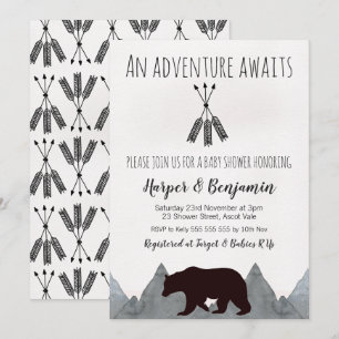 Invitation L'aventure attend l'invitation de baby shower